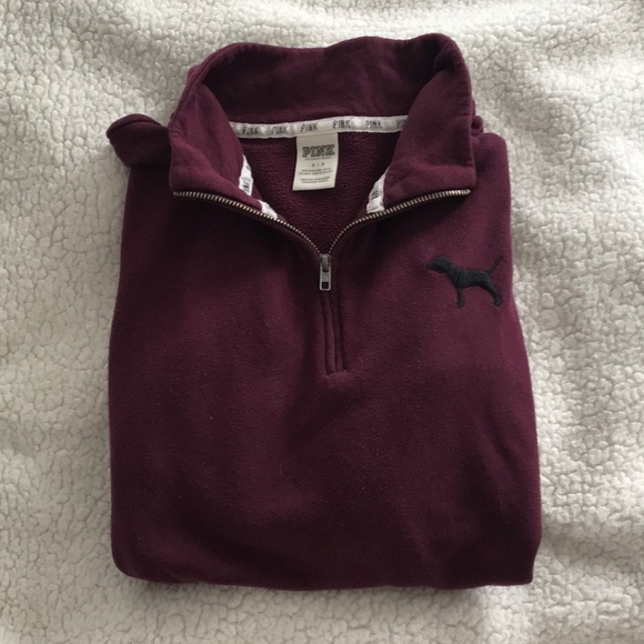 PINK Victoria's Secret Tops - PINK maroon quarter zip sweatshirt